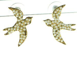 Oscar de la Renta Faux Pearl Dove Earrings